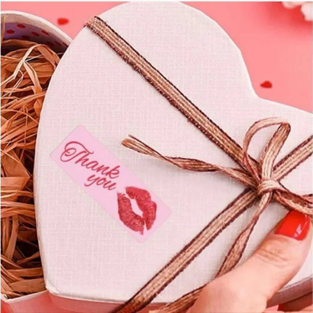 🆑 Roll of Square KISS Thank You Stickers 3”x1” Qty 120
